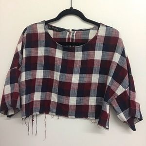 Zara Basic Flannel Crop Top